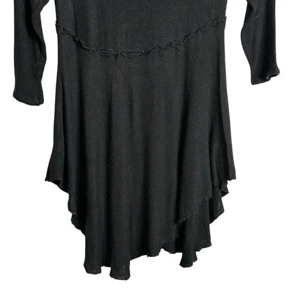 Free People Intimately Weekend Layering Top Black Gray Combo Burnout S Raw Edge - Picture 8 of 11